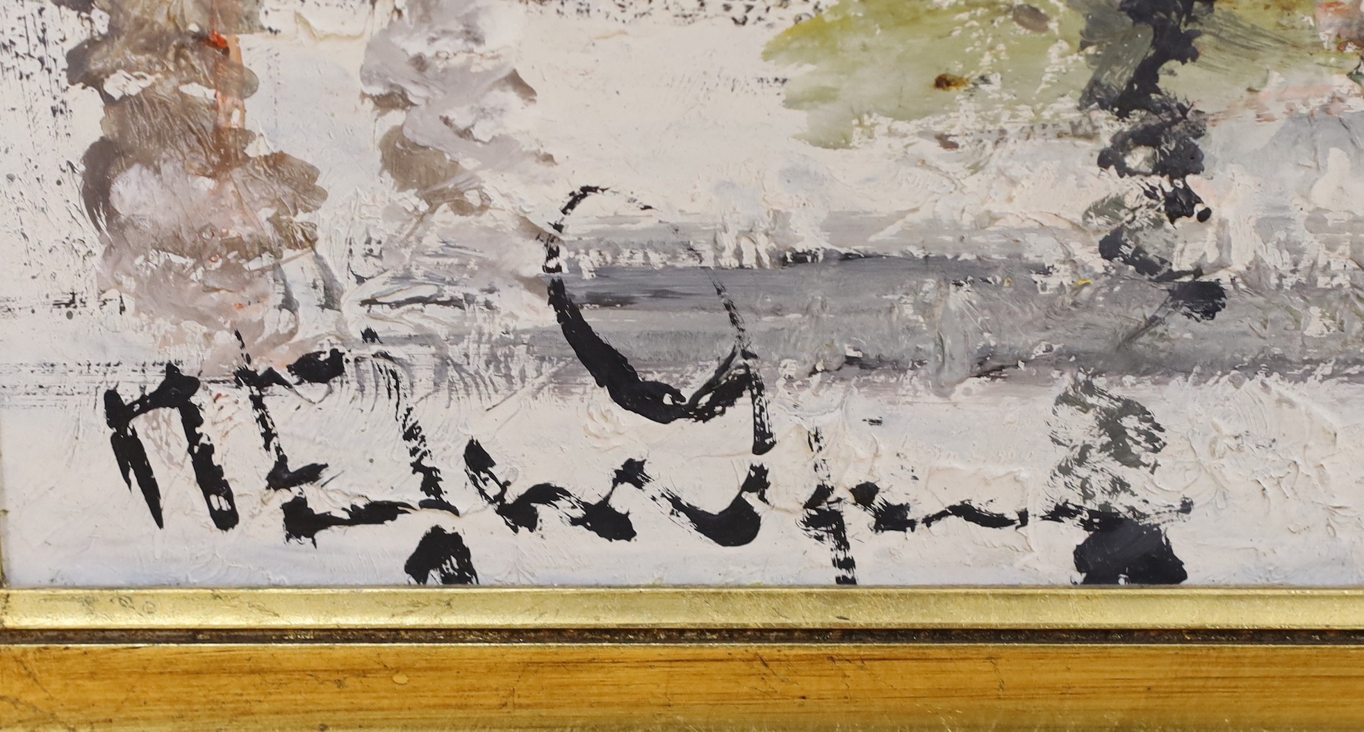 Dutch School, 20th century, oil on board, Amsterdam, signed, 60 x 99cm
